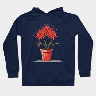 Red Spider Lily lycoris radiata in the pot in vector style Hoodie